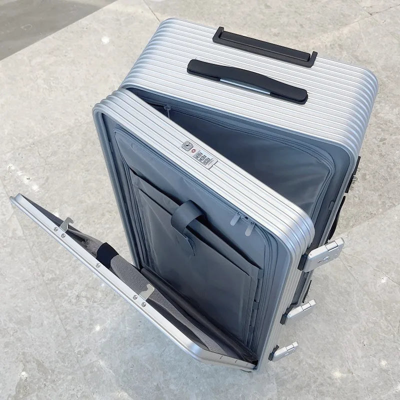 Aluminum Alloy Front Opening Travel Suitcase with TSA Lock