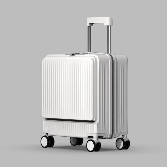 Petite valise à roulettes à ouverture frontale avec support de téléphone USB