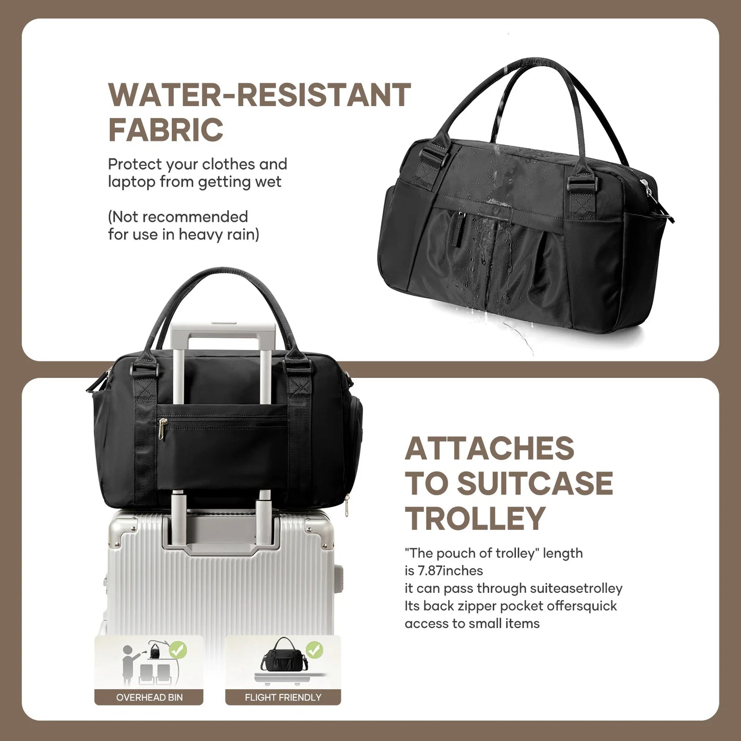 Waterproof travel handbags