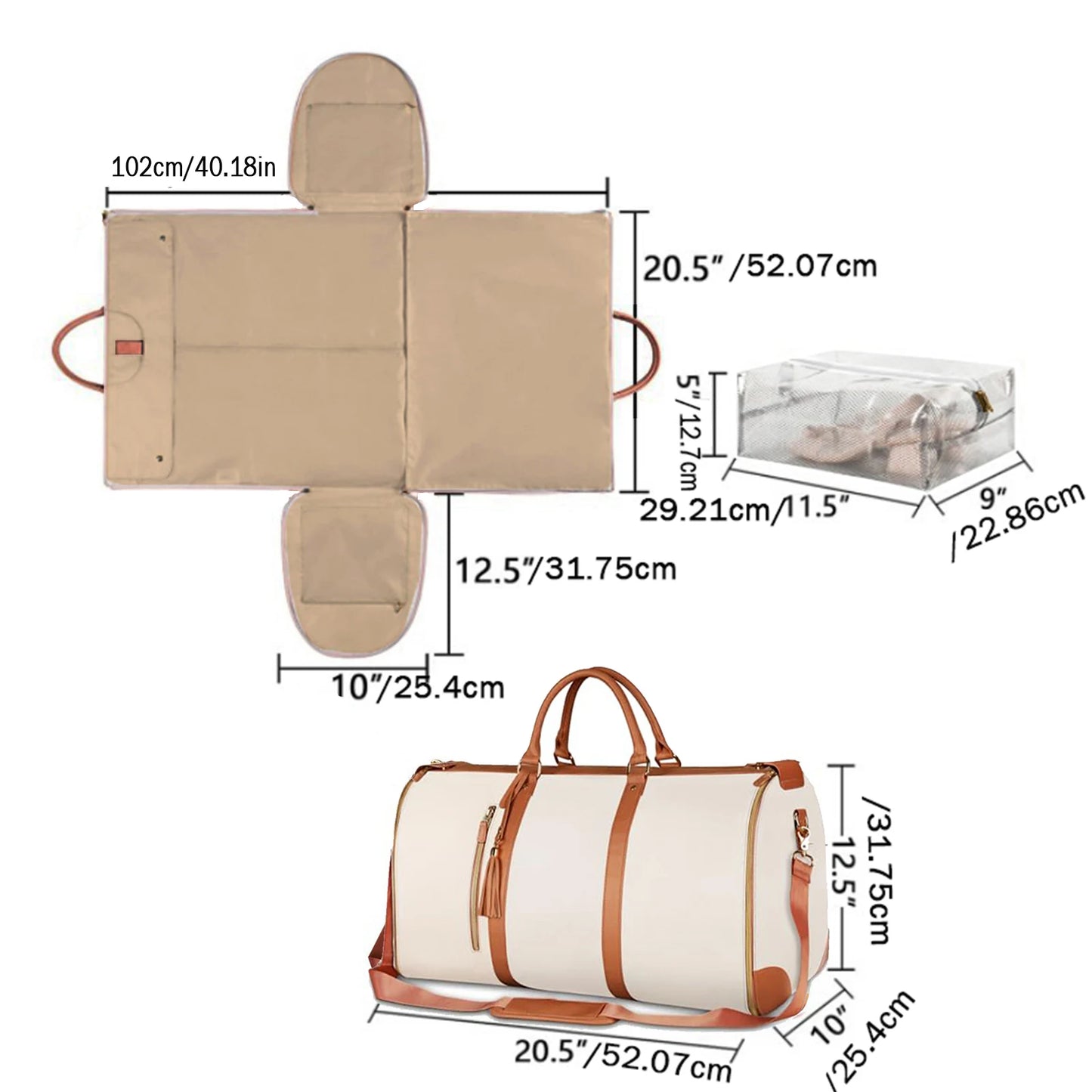 Foldable travel bag for convenient transport of clothes