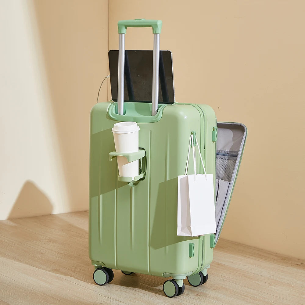 Valise de voyage à roulettes de 20 ou 22 pouces avec ouverture frontale et port USB