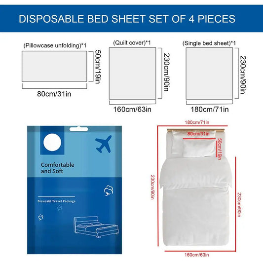 2 Pack Disposable Travel Hotel Bedding Set