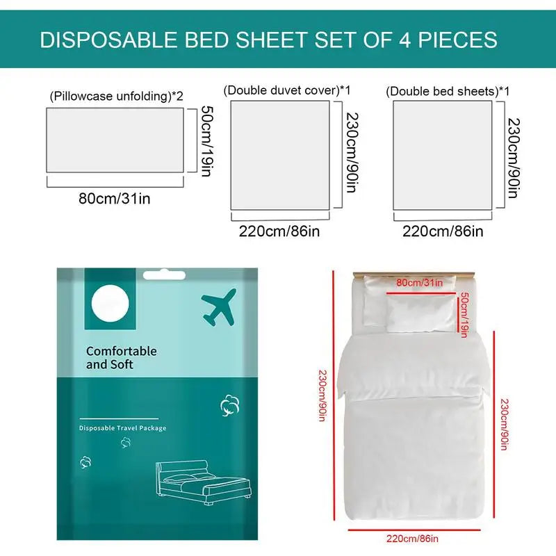 Juego de ropa de cama desechable para viajes en hotel, paquete de 2